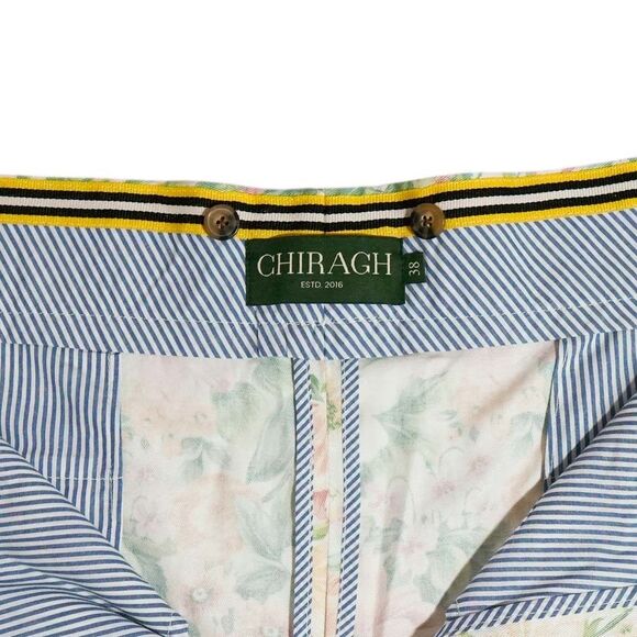 Mens Gurkha Pants 38 Green Pink Orange Floral Trousers Straight Fit Flat Front - Picture 3 of 8